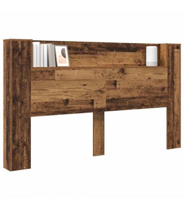 vidaXL Storage Headboard with LED Old Wood Engineered Wood