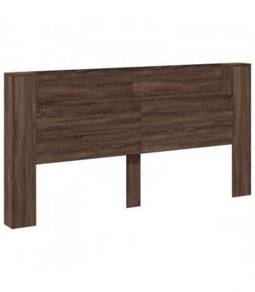 vidaXL Storage Headboard with LED Brown Oak Engineered Wood