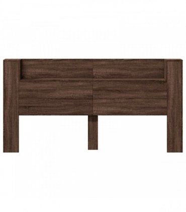vidaXL Storage Headboard with LED Brown Oak Engineered Wood