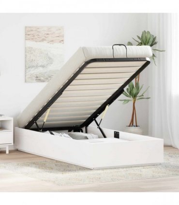 vidaXL Ottoman Bed Frame with Storage White 75 x 190 cm