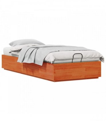 vidaXL Ottoman Bed Frame with Storage Wax Brown 90 x 190 cm