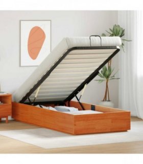 vidaXL Ottoman Bed Frame with Storage Wax Brown 80 x 200 cm