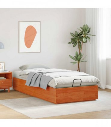 vidaXL Ottoman Bed Frame with Storage Wax Brown 80 x 200 cm