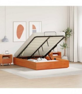 vidaXL Ottoman Bed Frame with Storage Wax Brown 120 x 190 cm