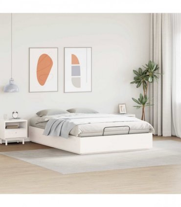 vidaXL Ottoman Bed Frame with Storage White 135 x 190 cm