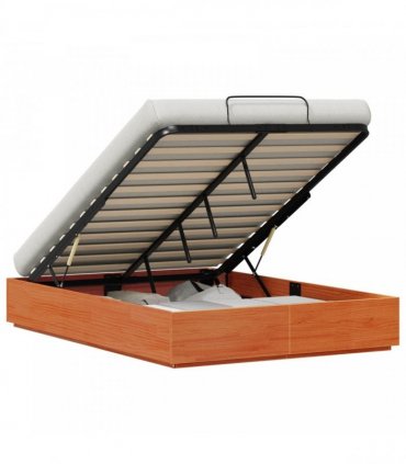 vidaXL Ottoman Bed Frame with Storage Wax Brown 135 x 190 cm