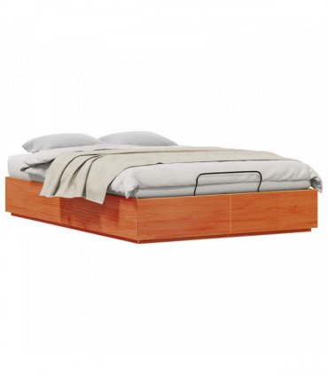 vidaXL Ottoman Bed Frame with Storage Wax Brown 140 x 190 cm