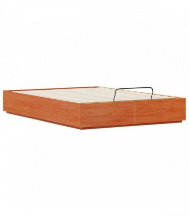 vidaXL Ottoman Bed Frame with Storage Wax Brown 140 x 190 cm
