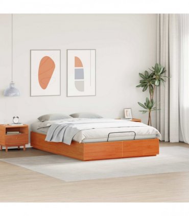 vidaXL Ottoman Bed Frame with Storage Wax Brown 120 x 200 cm