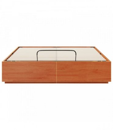 vidaXL Ottoman Bed Frame with Storage Wax Brown 140 x 200 cm