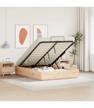 vidaXL Ottoman Bed Frame with Storage Natural 150 x 200 cm