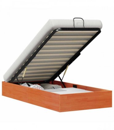 vidaXL Ottoman Bed Frame with Storage Wax Brown 90 x 190 cm