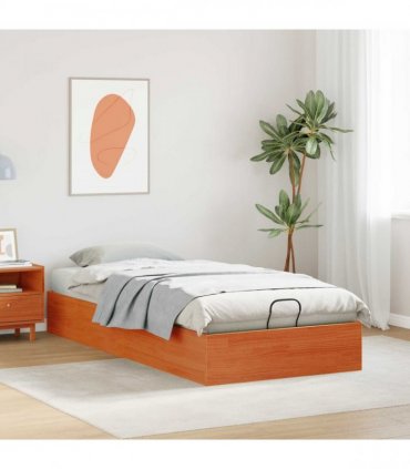 vidaXL Ottoman Bed Frame with Storage Wax Brown 90 x 190 cm