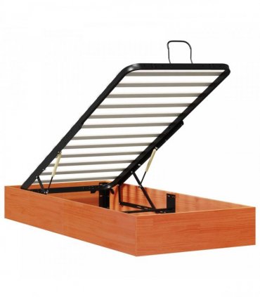 vidaXL Ottoman Bed Frame with Storage Wax Brown 90 x 190 cm