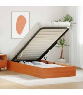vidaXL Ottoman Bed Frame with Storage Wax Brown 80 x 200 cm