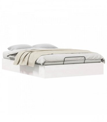 vidaXL Ottoman Bed Frame with Storage White 135 x 190 cm