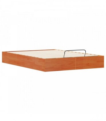 vidaXL Ottoman Bed Frame with Storage Wax Brown 135 x 190 cm
