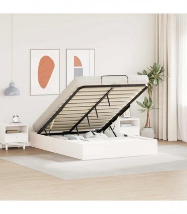 vidaXL Ottoman Bed Frame with Storage White 150 x 200 cm