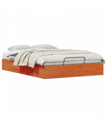 vidaXL Ottoman Bed Frame with Storage Wax Brown 150 x 200 cm