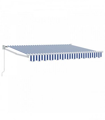vidaXL Manual Awning 3.5 x 2 m Blue and White Stripe 100% Polyester