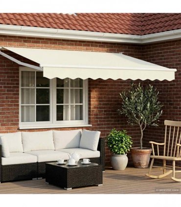 vidaXL Manual Awning 3.5 x 2 m Cream 100% Polyester