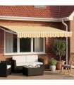 vidaXL Manual Awning 3.5 x 2 m Yellow and White Stripe 100% Polyester