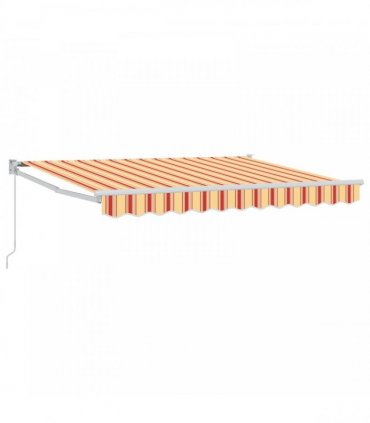 vidaXL Manual Awning 3.5 x 2 m Yellow Orange and White Stripe