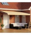 vidaXL Manual Awning 4 x 2 m Yellow and White Stripe 100% Polyester