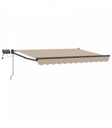 vidaXL Manual Awning with Solar LED 3.5 x 2 m Beige 100% Polyester