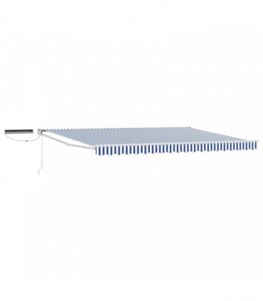 vidaXL Solar Electric Awning 5 x 3 m Blue and White Stripe