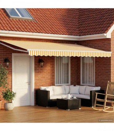 vidaXL Solar Electric Awning 5 x 3 m Yellow and White Stripe