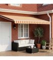 vidaXL Solar Electric Awning 5 x 3 m Yellow and Orange Stripe