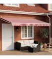 vidaXL Solar Electric Awning 5 x 3 m Red and White Stripe