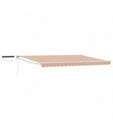 vidaXL Solar Electric Awning 5 x 3 m Orange Grey Blue and White Stripe