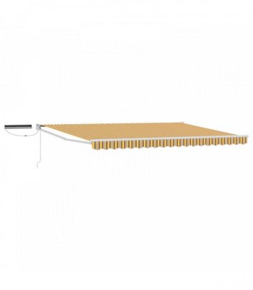 vidaXL Solar Electric Awning 5 x 3 m Yellow Grey and White Stripe