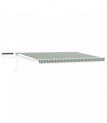 vidaXL Solar Electric Awning 5 x 3 m Green and White Stripe