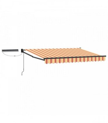 vidaXL Solar Electric Awning 2.5 x 2 m Yellow Orange and White Stripe