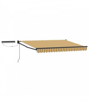 vidaXL Solar Electric Awning 2.5 x 2 m Yellow Grey and White Stripe
