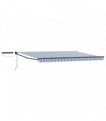 vidaXL Solar Electric Awning 5 x 3 m Blue and White Stripe