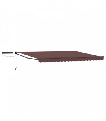 vidaXL Solar Electric Awning 5 x 3 m Brown 100% Polyester