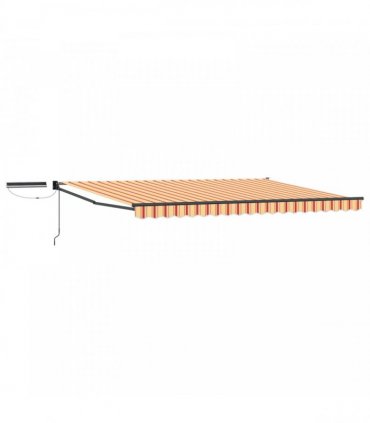 vidaXL Solar Electric Awning 5 x 3 m Yellow and Orange Stripe