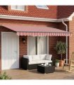 vidaXL Solar Electric Awning 5 x 3 m Red and White Stripe
