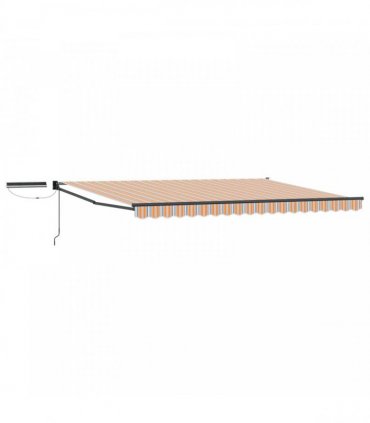 vidaXL Solar Electric Awning 5 x 3 m Orange Grey Blue and White Stripe