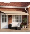 vidaXL Solar Electric Awning 5 x 3 m Yellow Grey and White Stripe