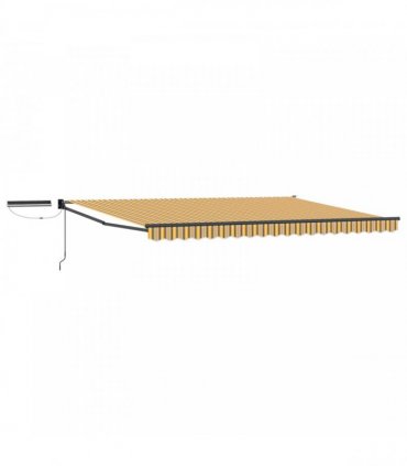 vidaXL Solar Electric Awning 5 x 3 m Yellow Grey and White Stripe