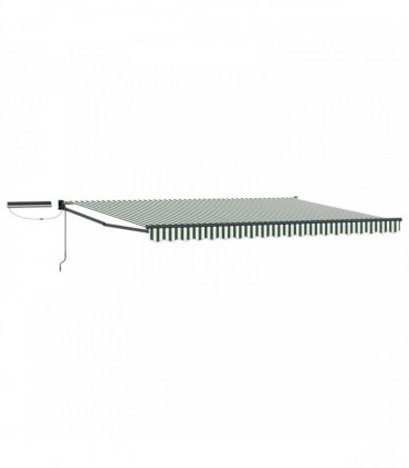 vidaXL Solar Electric Awning 5 x 3 m Green and White Stripe