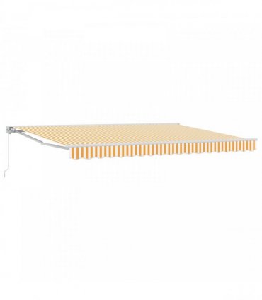 vidaXL Manual Awning 4 x 3 m Yellow and White Stripe 100% Polyester