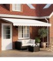 vidaXL Manual Awning 4 x 3.5 m White 100% Polyester