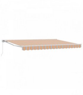 vidaXL Manual Awning 4.5 x 3.5 m Orange Grey Blue and White Stripe