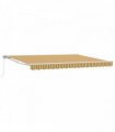 vidaXL Manual Awning 4.5 x 3.5 m Yellow Grey and White Stripe